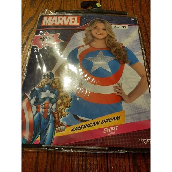 New S/M Marvel American Dream Women's Captain America Shirt Halloween Co… - Picture 1 of 2